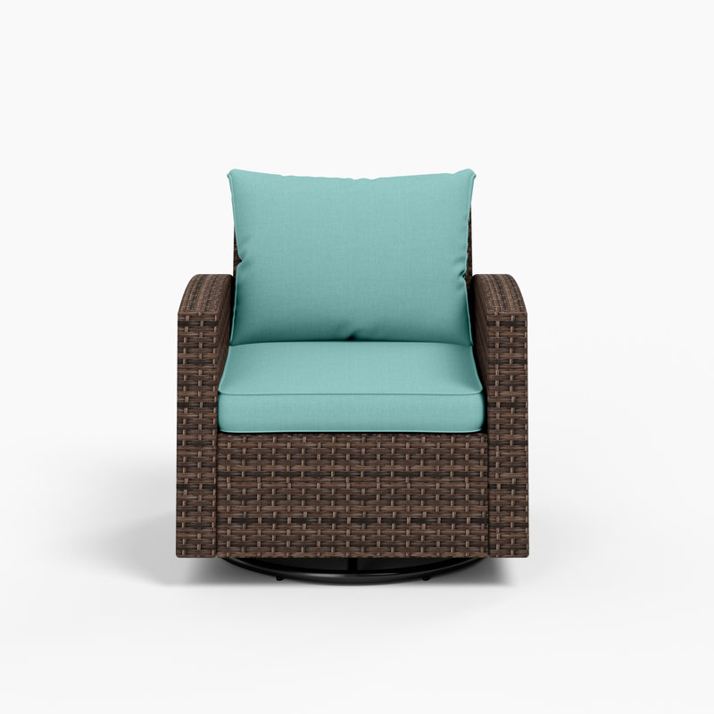 Wicker Outdoor Lounge Chair with Cushions, Blue