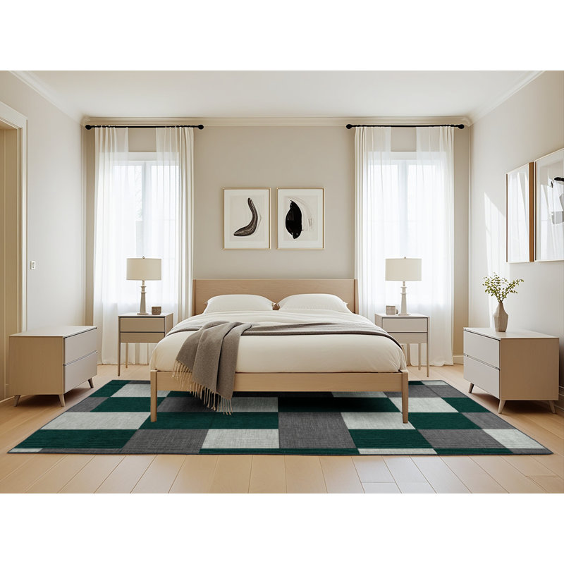 Machine Washable Botanical Area Rug, Rectangle 5' x 8'
