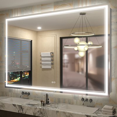  Wayfair Basics® UL Certified LED Anti-Fog Tempered Glass Bathroom/Vanity Mirror with 3-Year Warranty