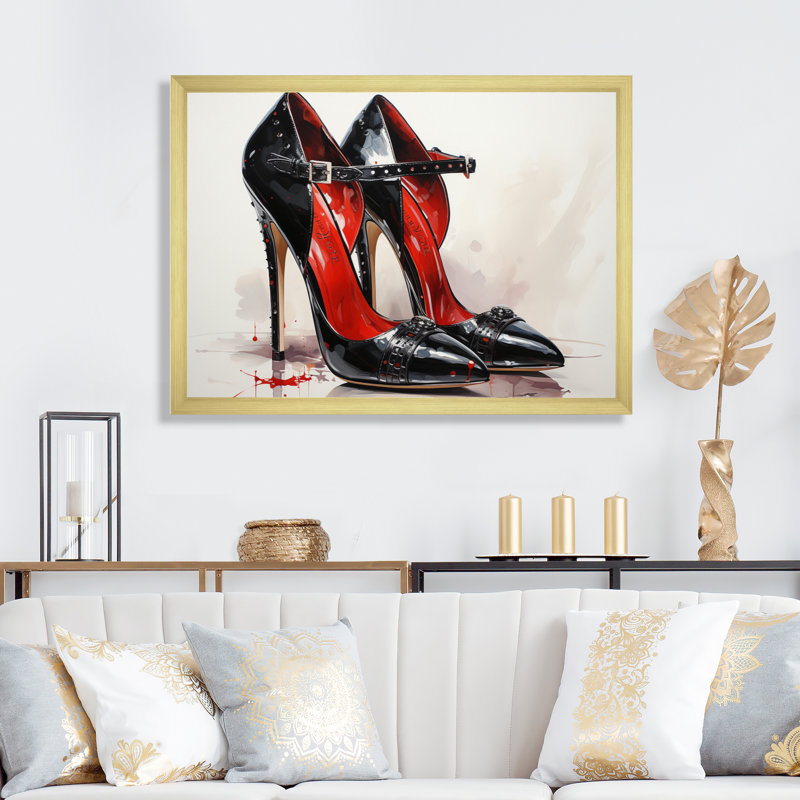 " Black And Red High Heels Symphony IX ", H 24 po x l 32 po x P 1 po, Cadre doré à une seule photo