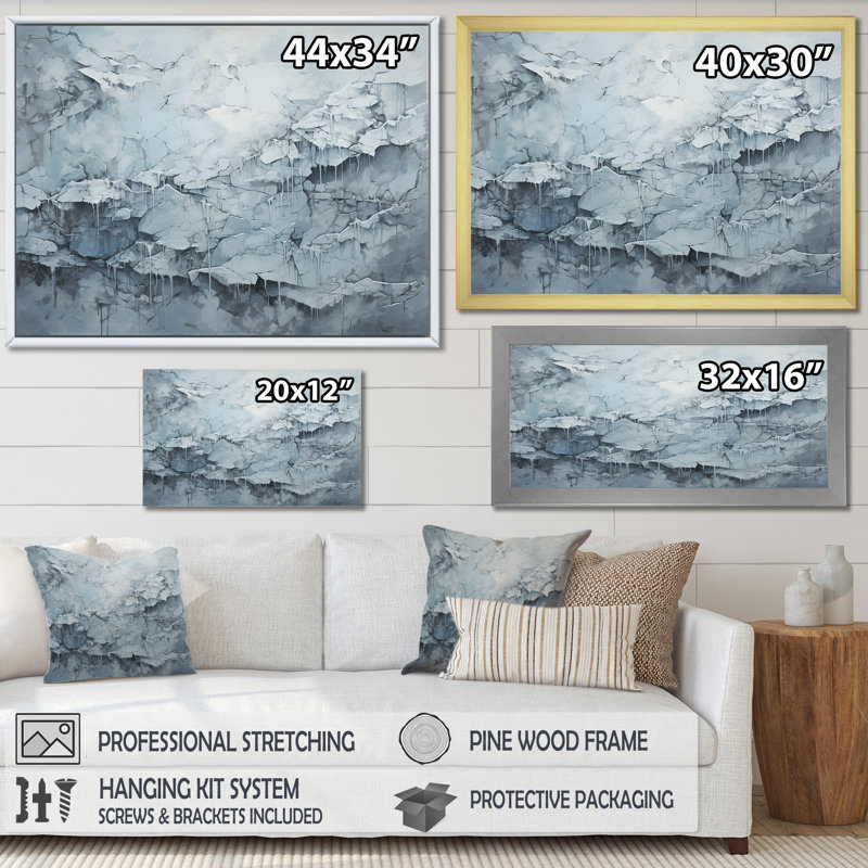 Carte du monde glaciaire sur toile, Toile tendue, H 24 po x l 32 po x P 1 po