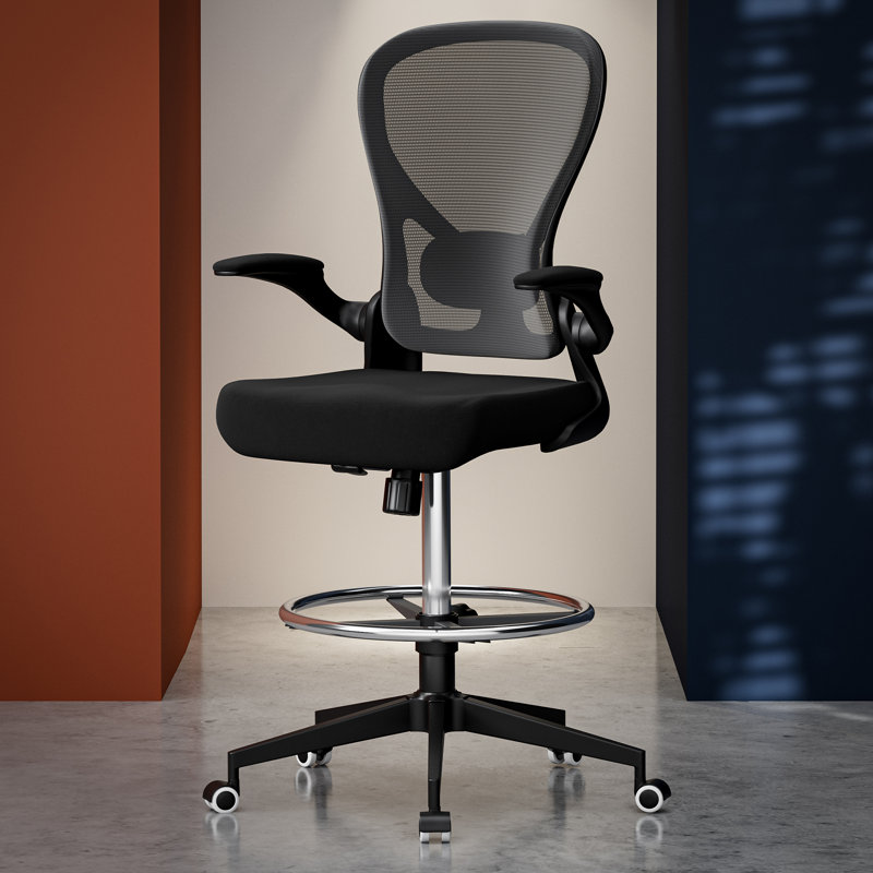 Milahni Ergonomic Drafting Chair, Black, Black