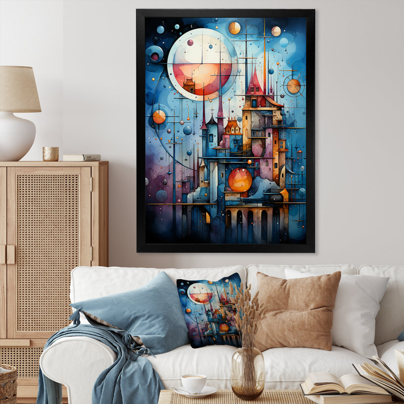 Décoration murale céleste «I» - Collages abstraits_106456, Cadre photo noir, H 44 po x l 34 po x P 1,5 po