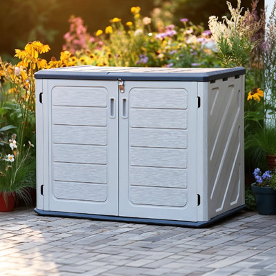 Oseasons 134cm W Polyethylene Plastic Deck Box in Gray