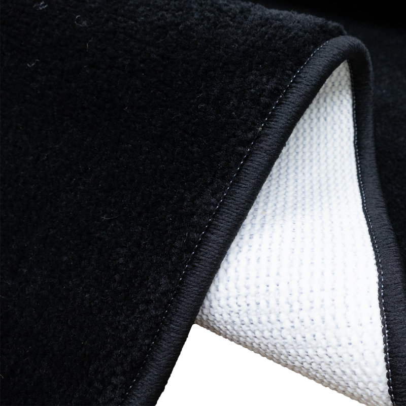 Soft Medium Pile Low Weight Non Slip Custom Size Solid Black Color Brampton Runner Rug by Feet, Runner 2'2" x 6'