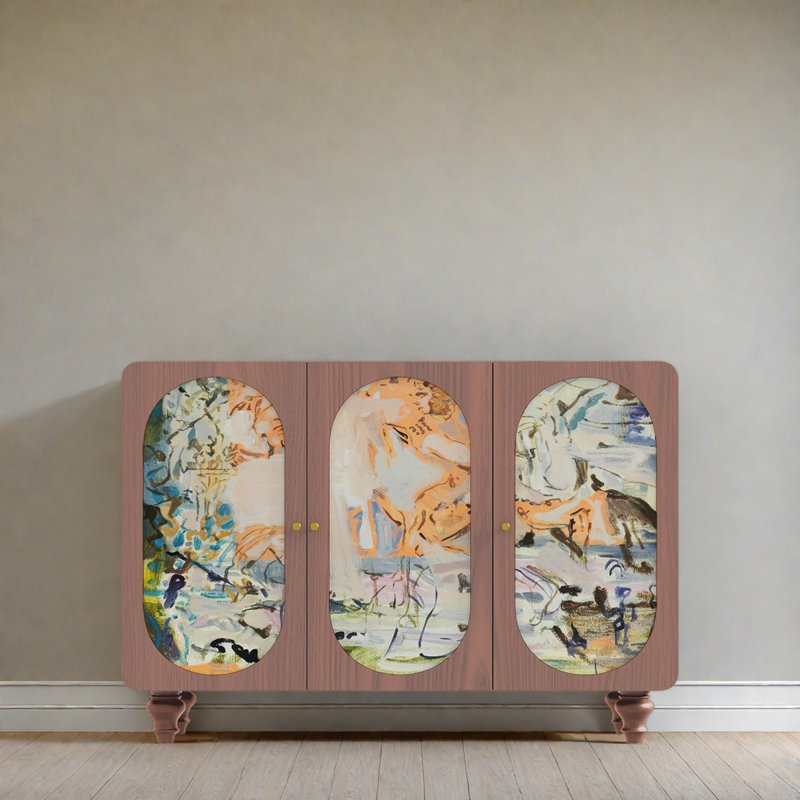 Armoire de rangement American Abstract Line, Noyer