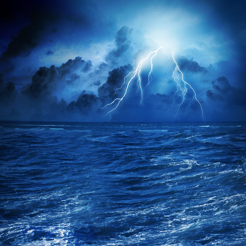 Thunderstorm In Sea by Sergeynivens - Wrapped Canvas Print, 30cm H x 30cm W x 3.8cm D