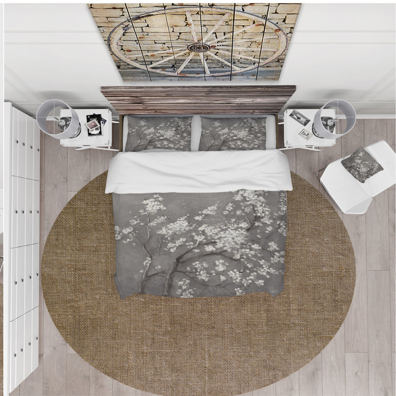 Eclectic Polyester Weave / Muslin Floral Duvet Cover, Full/Queen Duvet Cover + 2 Shams