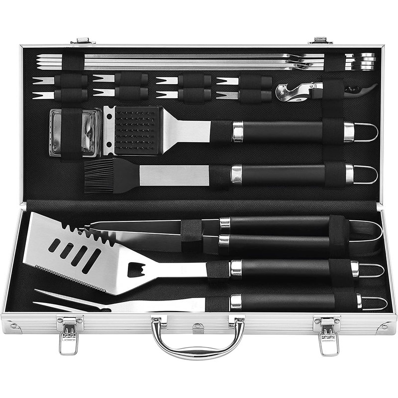 Stainless Steel Grilling Tool Set, Black