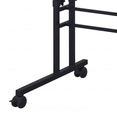 Rolling Writing Desk with Height Adjustable Desktop and Moveable Shelf, Black