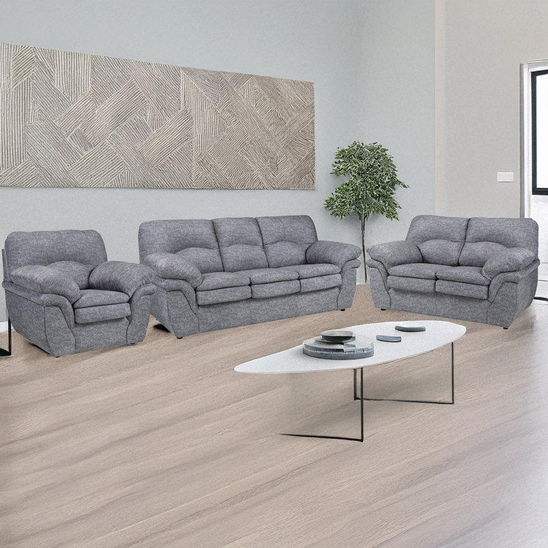 Ensemble de canapé et causeuse en tissu Beedle, gris, Gris