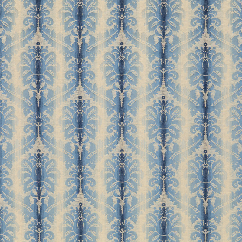 Cevennes Poivre Cotton Blend Performance Fabric, Indigo/Sky