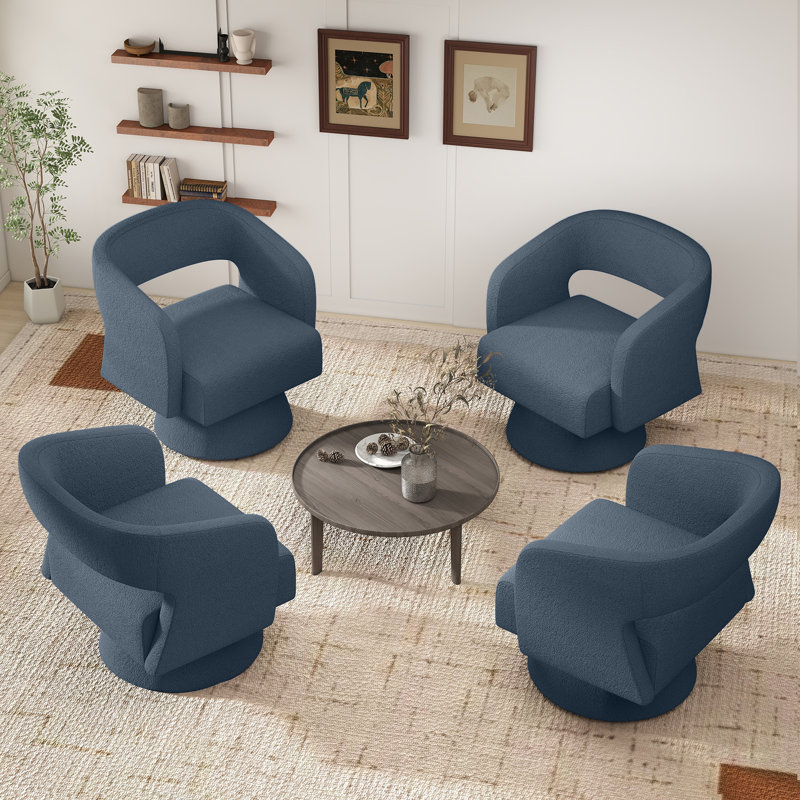 Fauteuil d'appoint pivotant en tonneau, fauteuil rembourré Teddy & Chenille avec base pivotante à 360 ° pleine perle, mobilier d'appoint moderne pour salon, chambre à coucher et meuble-lavabo
