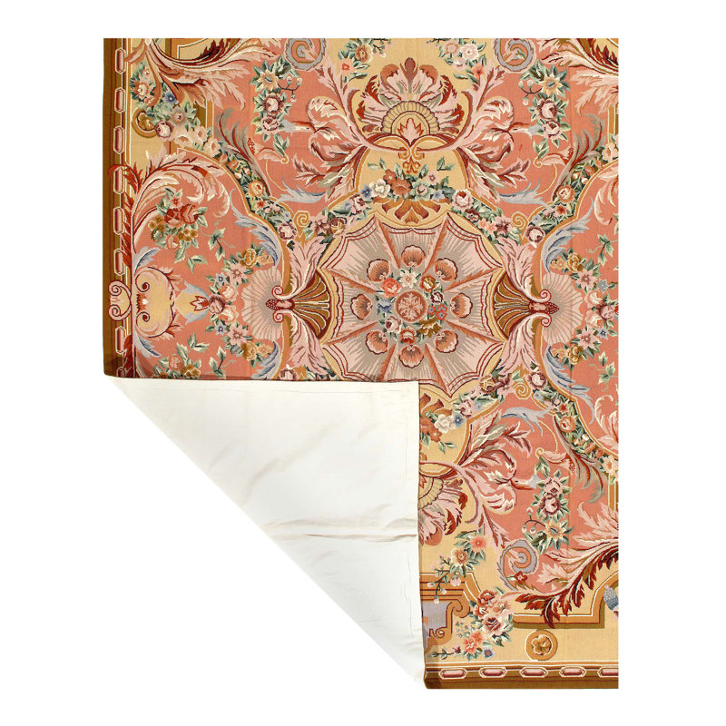 Tapis unique en laine noué à la main 8 pi x 10 pi New Age en brun / rose / beige