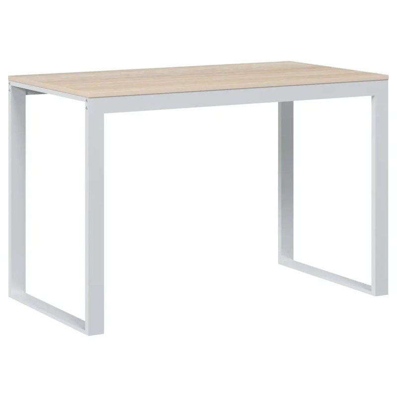 Abdalmalak Solid Wood Top Writing Desk, White/Oak