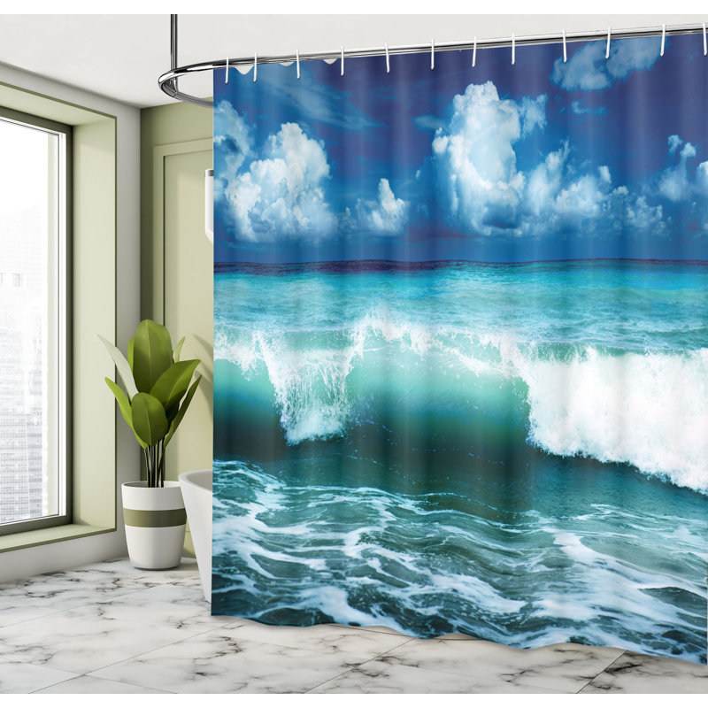 Ensemble de rideau de douche et crochets Ocean, H 75 po x l 69 po