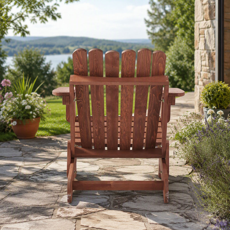 Chaise Adirondack pliante en bois surdimensionnée avec dossier et siège pré-assemblés, chaise de patio en bois pour patio