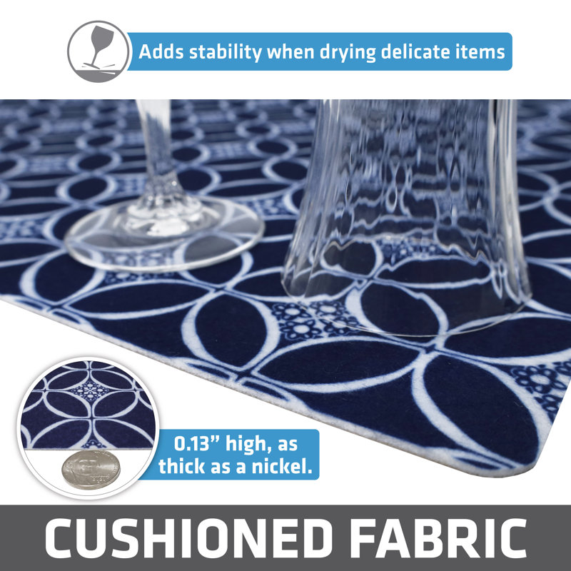 Premium Luxury Shelf & Drawer Liner, Thick Cushioned Fabric, Absorbent, Waterproof, Slip-Resistant, Non-Adhesive, Liners for Kitchen Cabinets, Cupboards (Indigo Navy) (12”x59”) (USA Made)
