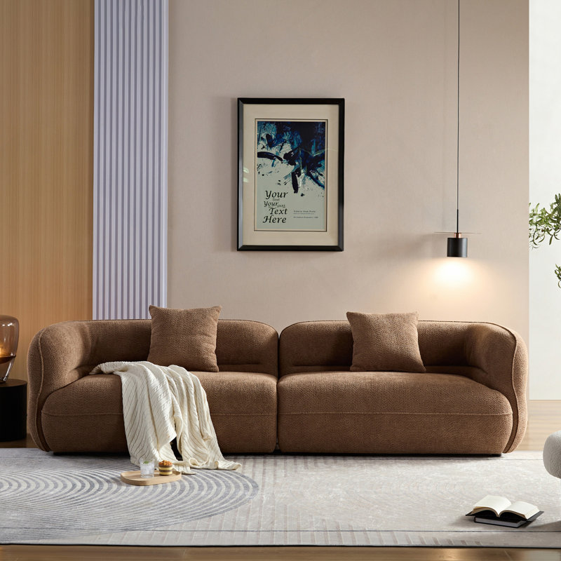 Canapé brun clair, tissu durable, structure en bois massif, rembourrage en éponge haute densité
