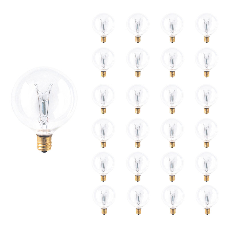 Ampoule à incandescence à intensité variable 15 W G16.5 de 15 watts, culot E12 / candélabre (2 700 K), 25