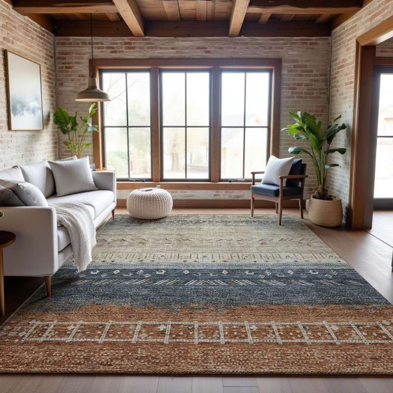 Premium Machine Washable Gurubaksh AMF1147 Global Rug, Rectangle 10 pi x 14 pi