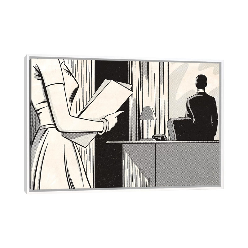 Noir Office by Joseph McDermott - Print on Canvas, White Framed, 101.6 cm H x 66.04 cm W