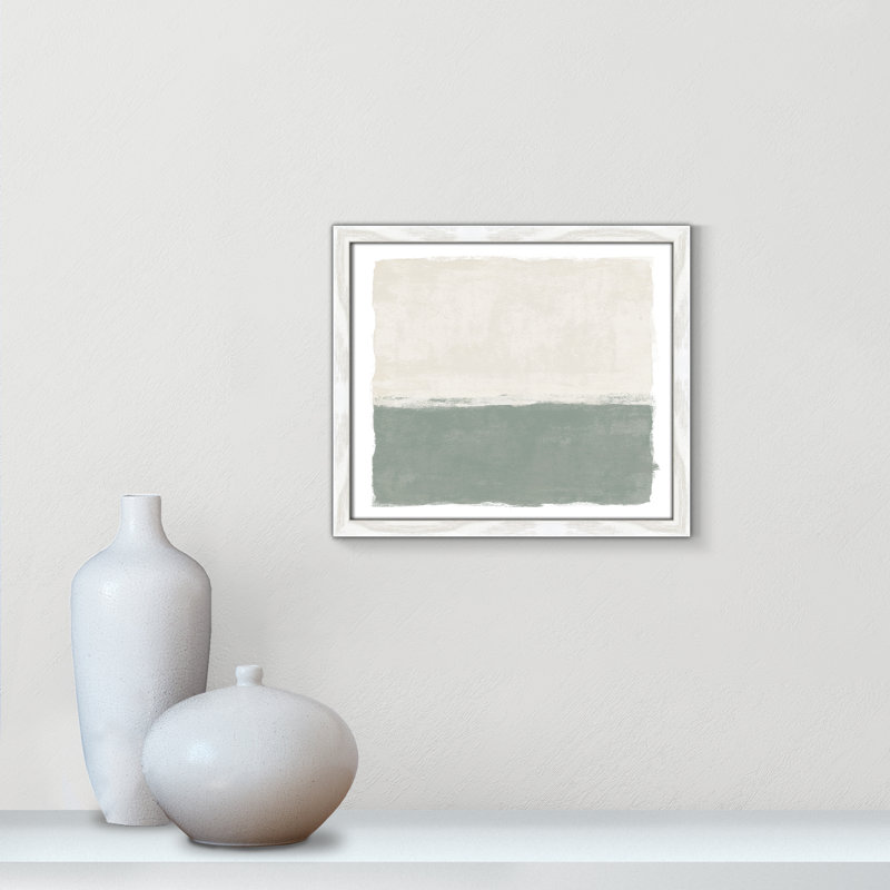 Sage Whisper II - Landscape Version Print par Natalie Carpentieri, L 15 po x H 13 po, White Woodgrain, Impression encadrée