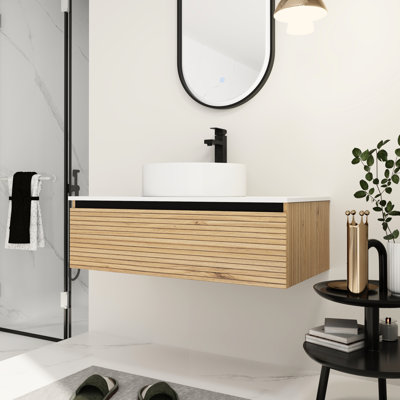 Meuble-lavabo de 36 po avec lavabo en céramique White Art