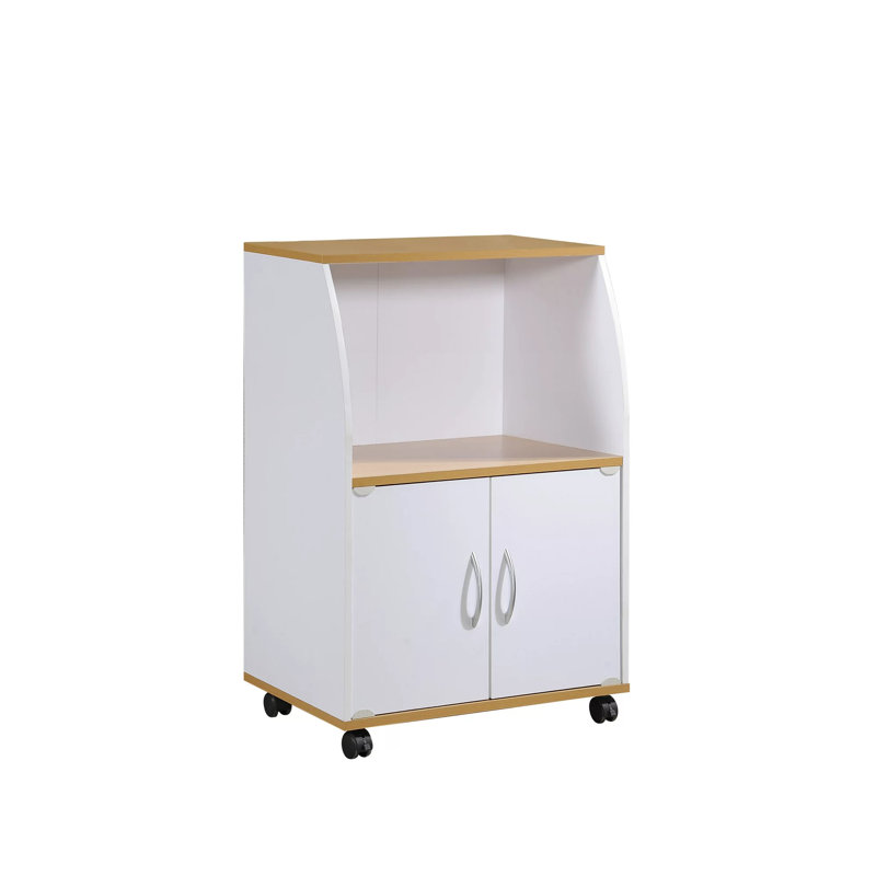 Mini Microwave Cart, White/Oak