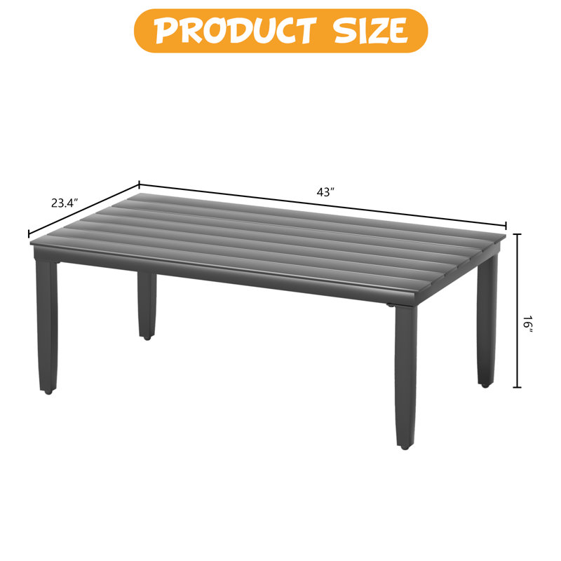 Table basse en aluminium pour table basse de conversation pour l'extérieur, Gris