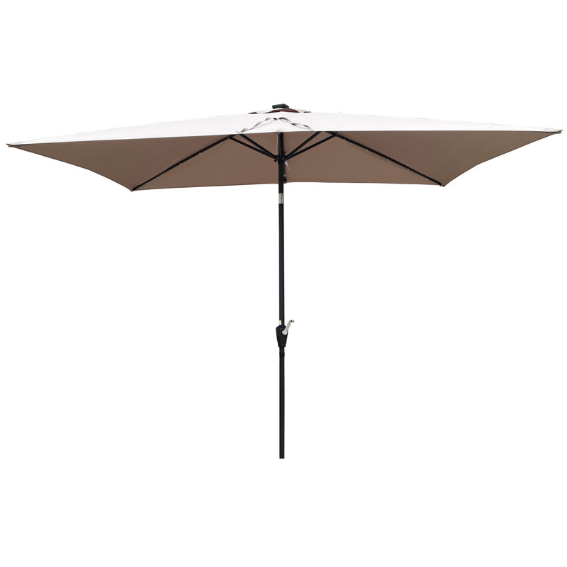 Parasols d'extérieur à énergie solaire 10 x 6,5T rectangulaires à DEL avec manivelle et bouton-poussoir inclinable pour le jardin