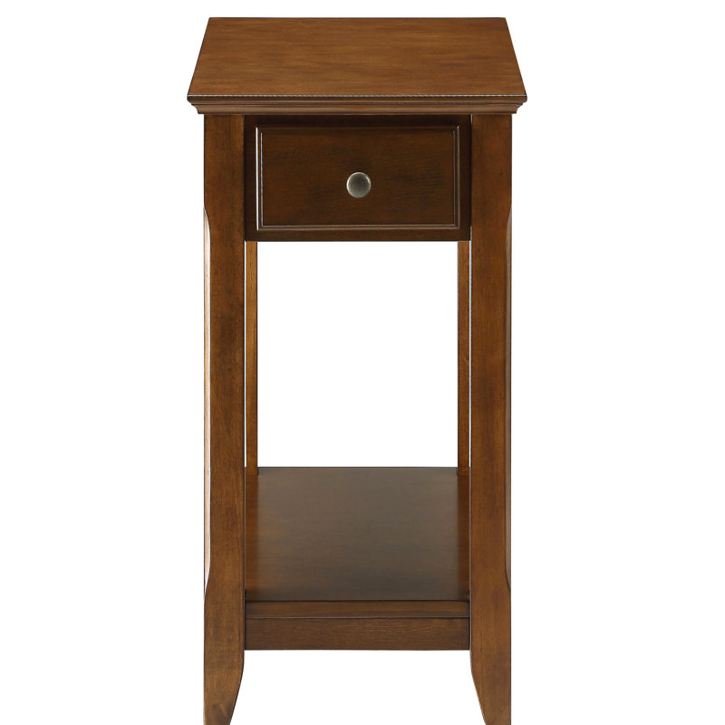 Wooden Rectangular Top With One Drawer, Walnut
