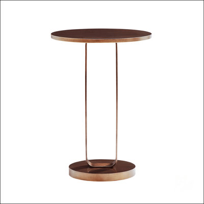 Tareel Antique Bronze Round Accent Table With Unique Open Oval Pedestal, Perfect For Modern And Traditional Decor.