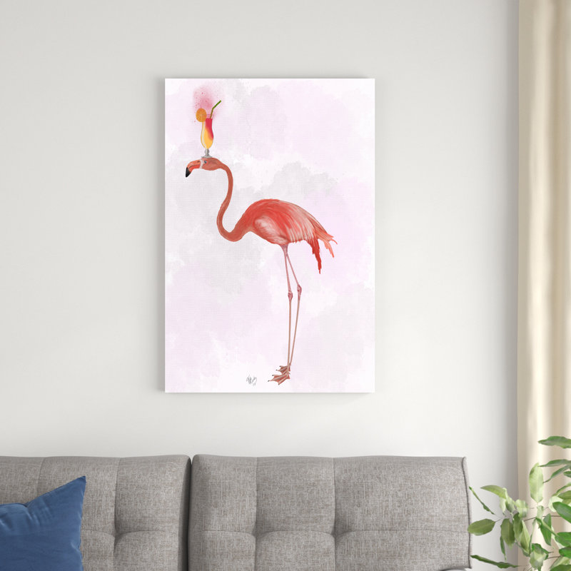 Flamant rose et cocktail 4, H 36 po x l 24 po x P 1 po