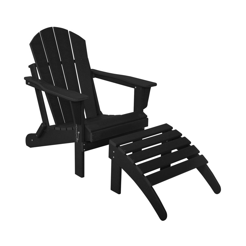Laguna Foldable Outdoor Adirondack Chair, Black