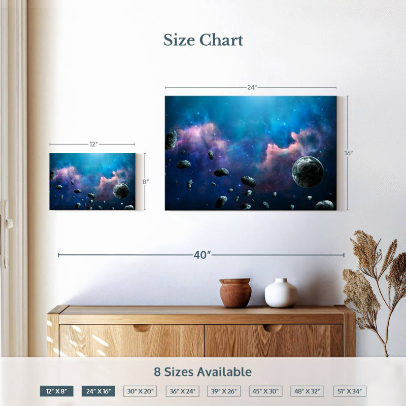 Floating Asteroids, 16" H x 24" W