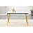 Modern Minimalist Glass Dining Table with Marble Texture & Gold Legs-188619244
