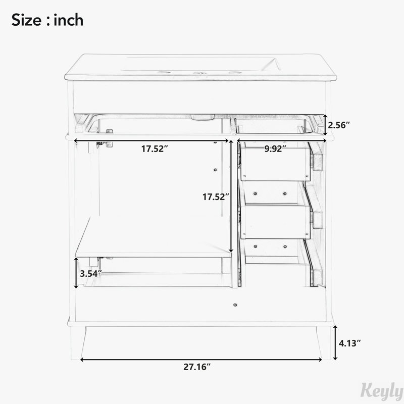 30-Inch Bathroom Vanity with Ceramic Sink, White