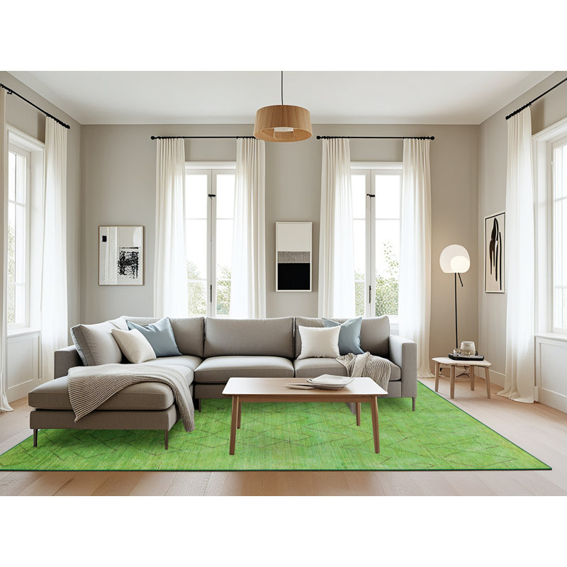 Tapis vert à motif géométrique Gothenburg, Rectangle 8 pi x 10 pi
