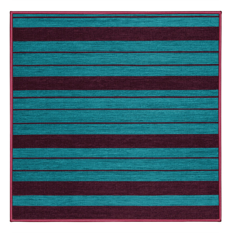 Tapis rouge à rayures horizontales lavable à la machine, Carré 5 pi