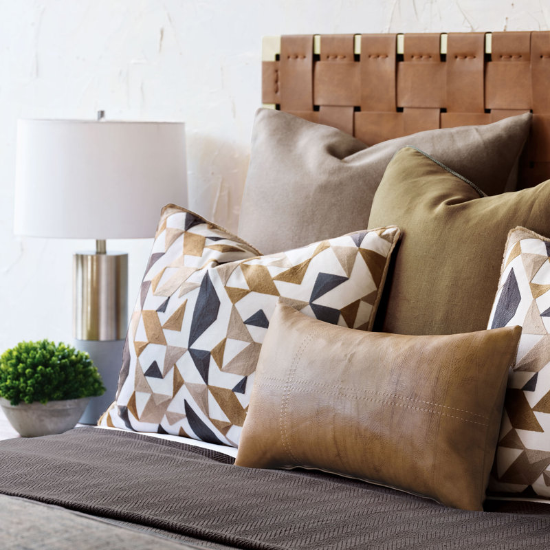 Chalet Faux Leather Down Lumbar Pillow Cover & Insert, Saddle, Down