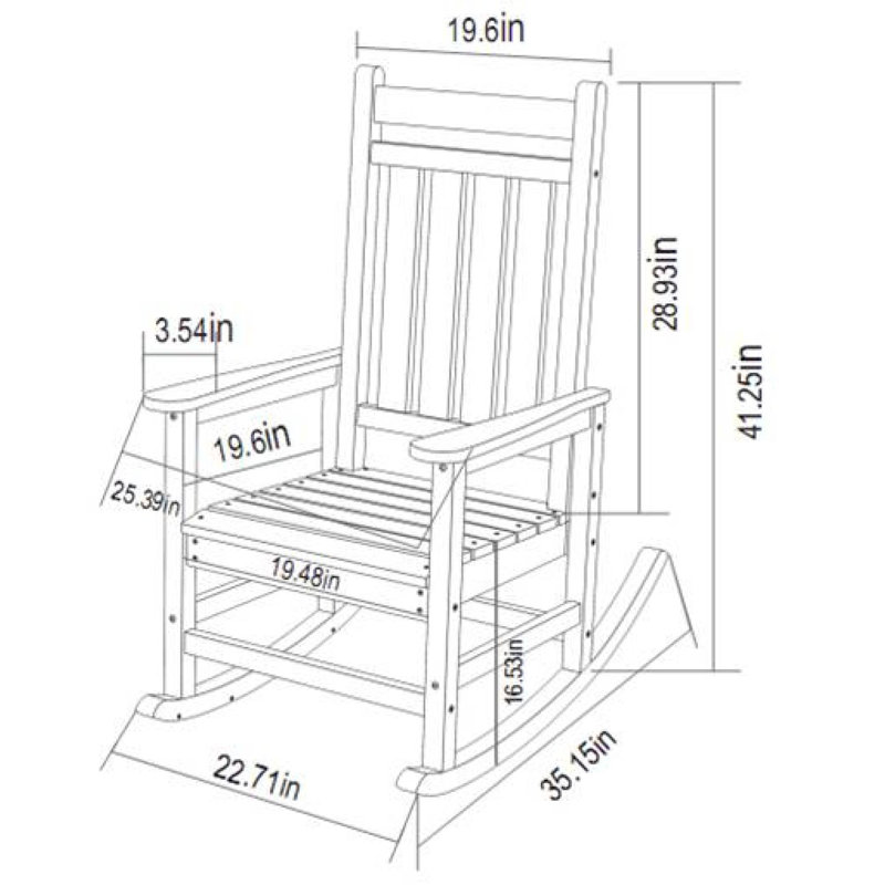 Durable Weather-resistant Rocking Chair Set With Stylish Side Table, 3-piece In White