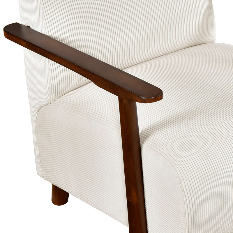 Chaise d'appoint en velours côtelé de conception moderne avec coussins de salon en bois massif, Beige