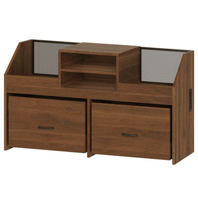 Large Record Player Stand, 500+ Vinyl Record Storage Holder With Charging Station and 2 Sliding Drawers, Record Storage Cabinet 