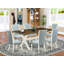 Ensemble de table de salle à manger 5 pièces comprenant une table de cuisine rectangulaire avec pieds en X et 4 chaises de salle à manger Parson en tissu bleu bébé, lin brossé blanc -488272840-488272842