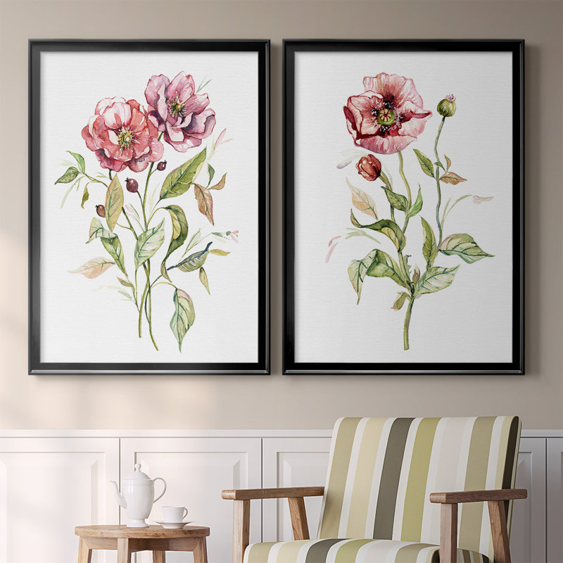Toile encadrée de qualité supérieure Wild Roses - prête à être accrochée, Noir, H 30,5 po x l 45 po x P 1,25 po
