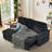 81" Reversible Sleeper Sofa Bed With Storage Chaise, 3-in-1 L-shaped Pull-out Couch Featuring Charging Station, Cup Holder & Side Pocket, Plush Corduroy Upholstery, for Living Room, Apartment-1615084445