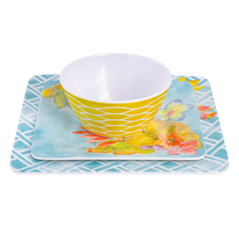 Laurie Gates 12pc Square Melamine Dinnerware Set