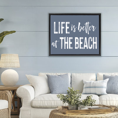 Cadre flottant bleu «Life Better At Beach», par Lettred and Lined