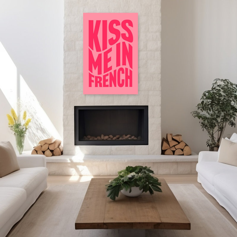«Kiss Me In French Abstract Modern Modern», reproduction d'art murale, 48" H x 32" W